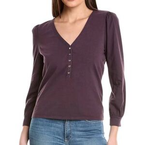 NWT Nation LTD Ivy Snap Henley Top in Fig, Size XS